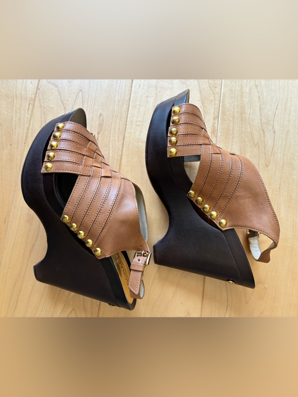 Michael Kors Harlow Woven Leather Wedge Sandals NWOT